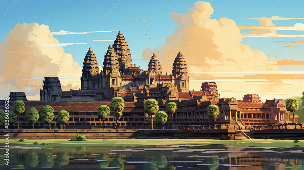 Fototapeta premium Illustration of the Angkor Wat