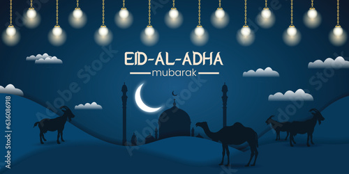 eid al adha banner design with lighting vector file