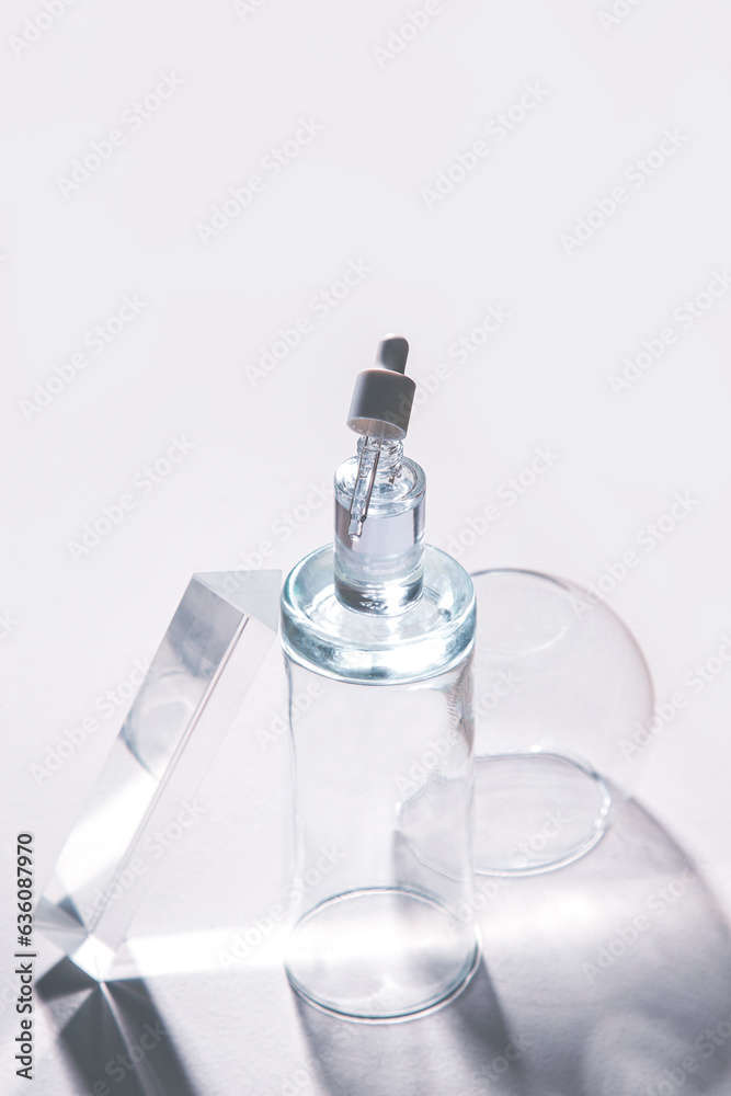 Cosmetic product in a glass setup Cosmetic product in a glass setup