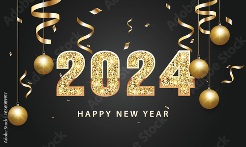 2024 Happy New Year Background Design. Greeting Card, Banner, Poster. Vector Illustration.