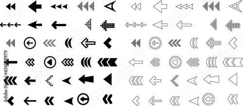 set icons vector arrows cursors, pointers and direction buttons , elemen vector black and white eps 10