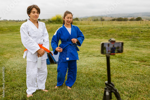 Judoka Teenagers going livestream photo