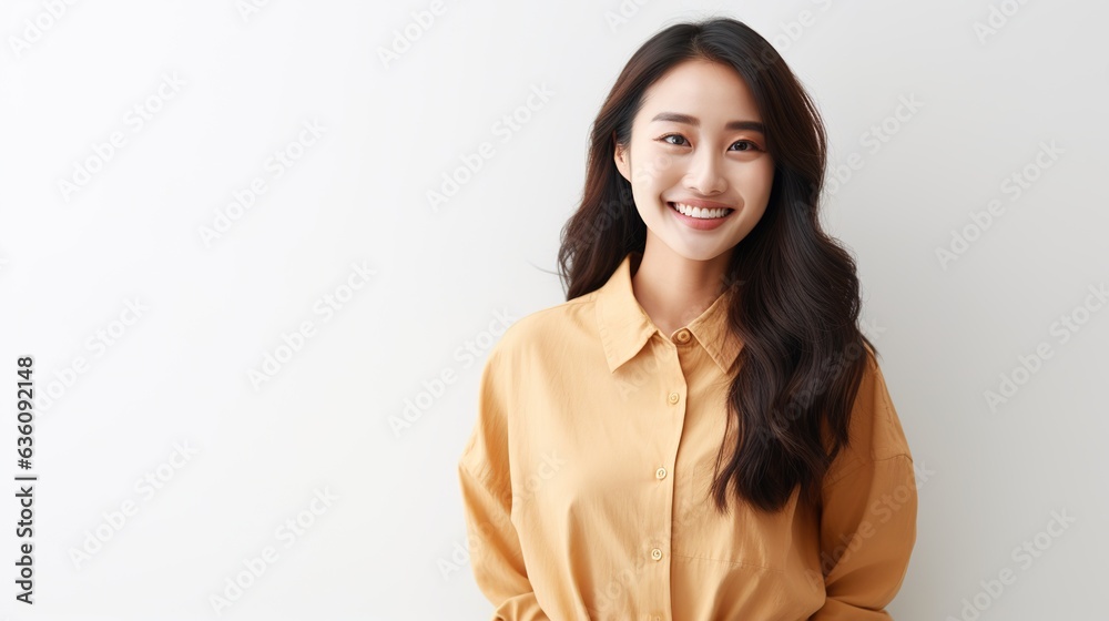 portrait of a happy asian woman on white background portrait of a happy asian woman on white background