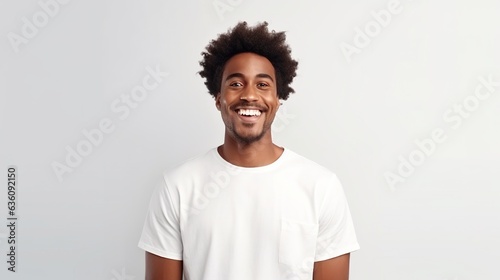portrait of a smiling black man on white background
