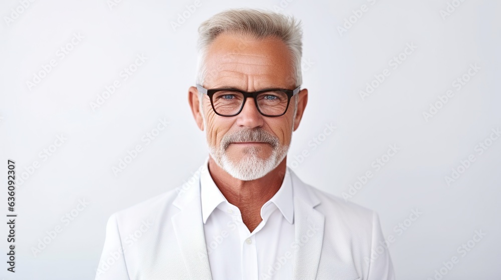 portrait of a senior businessman with glasses. generative ai portrait of a senior businessman with glasses. generative ai