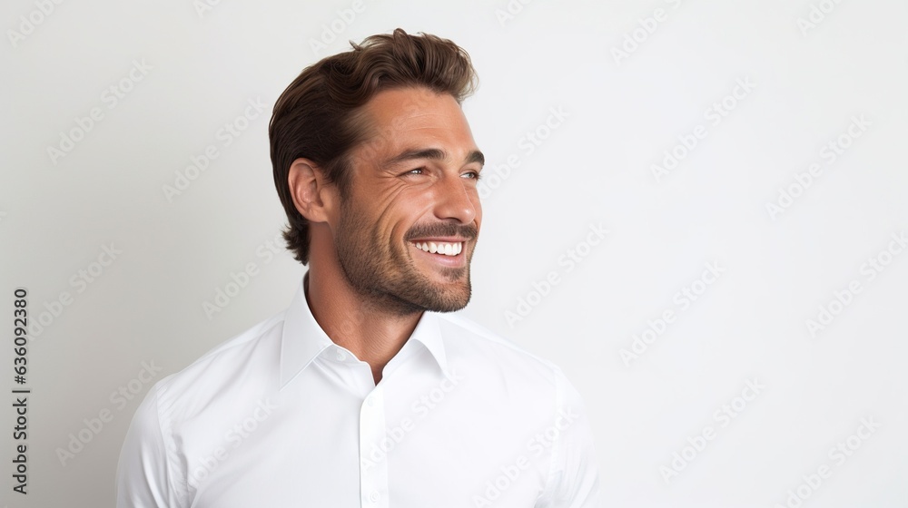 portrait of a handsome smiling man on white studio background portrait of a handsome smiling man on white studio background