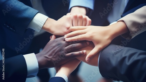 Wallpaper Mural Business associates joining forces. Friends demonstrating cooperation and solidarity with a stack of hands. Torontodigital.ca