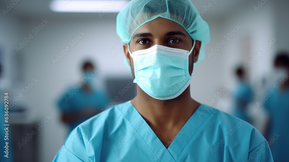 portrait of a male surgeon in hospital. generative ai portrait of a male surgeon in hospital. generative ai