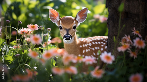 Enchanted Encounter: Fawn Among Blossoms © icehawk33