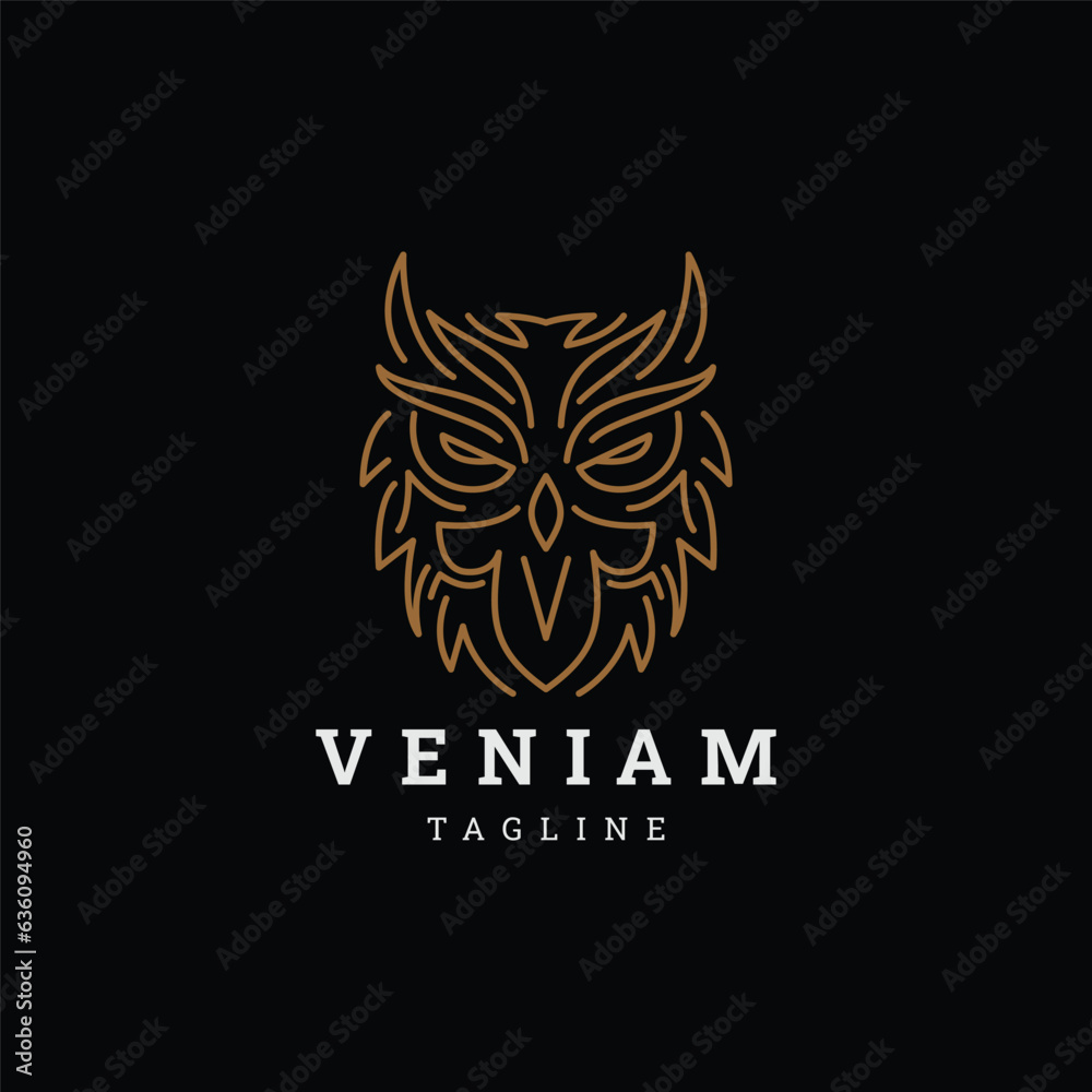 Obraz premium Owl head logo design vector template