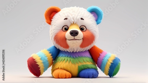 beautiful colorful bear doll isolated at white background, generative Ai art