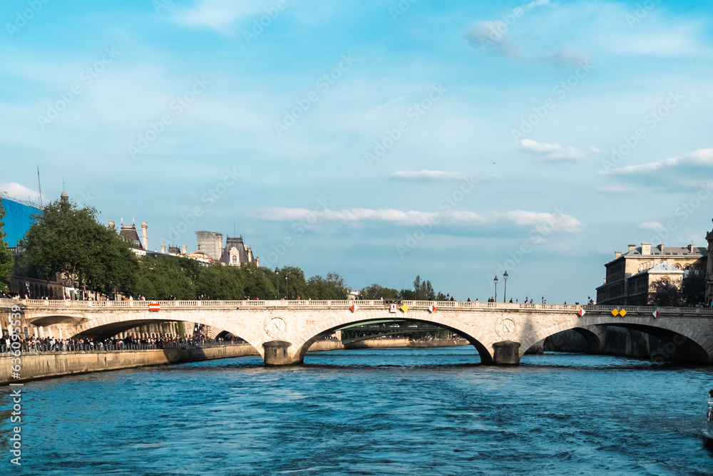 Paris, France. April 22, 2022: The Jena Bridge is a Parisian bridge over the Seine River that connects the 7th Arrondissement with the 16th Arrondissement.