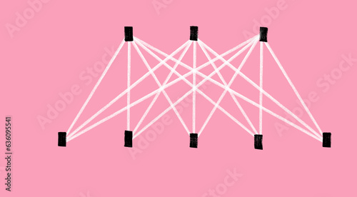 Bipartite geometric graph on pink photo