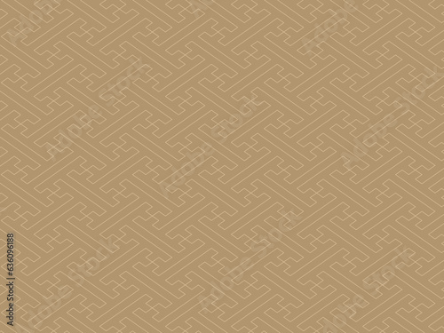 和風背景素材　渋めな金色の紗綾形模様