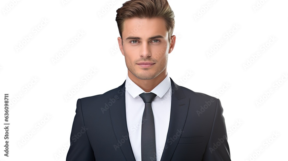 A businessman's portrait on a white background. generative ai A businessman's portrait on a white background. generative ai