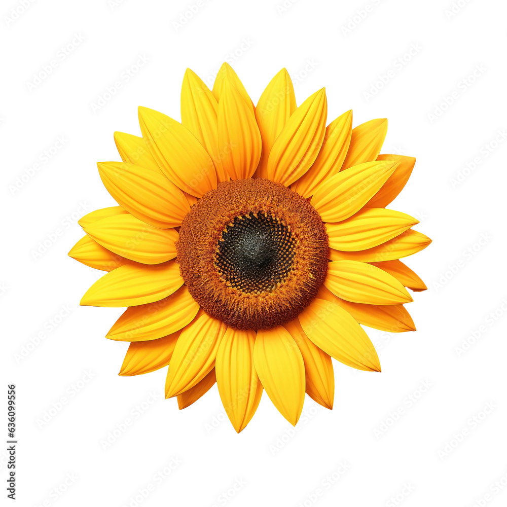 Sunflower represents the summer season with a transparent background