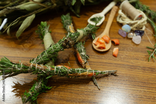 Organic holy plant incense. Spa and aromatherapy