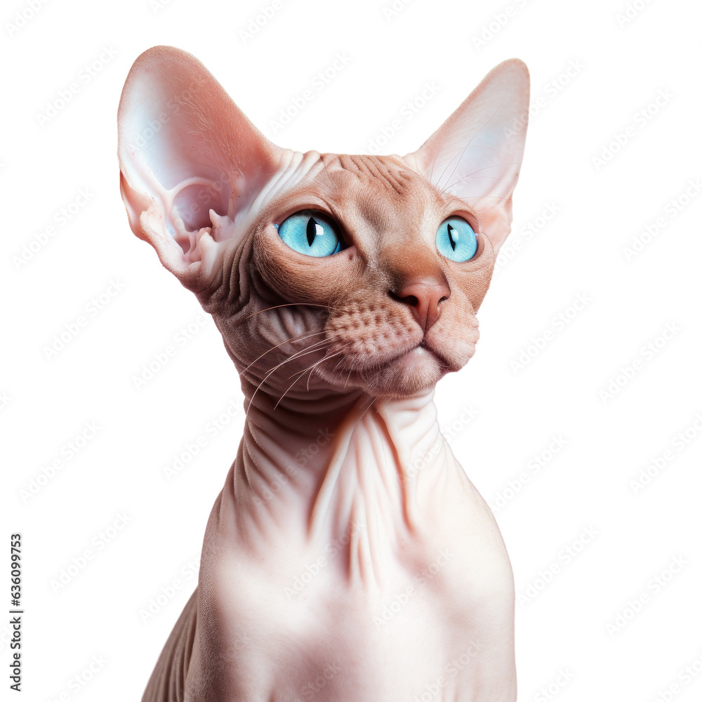 Studio photography of the don sphinx cat on colorful backgrounds