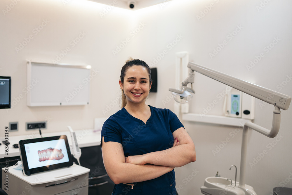 Portrait of a female dentist at the dental clinic Portrait of a female dentist at the dental clinic