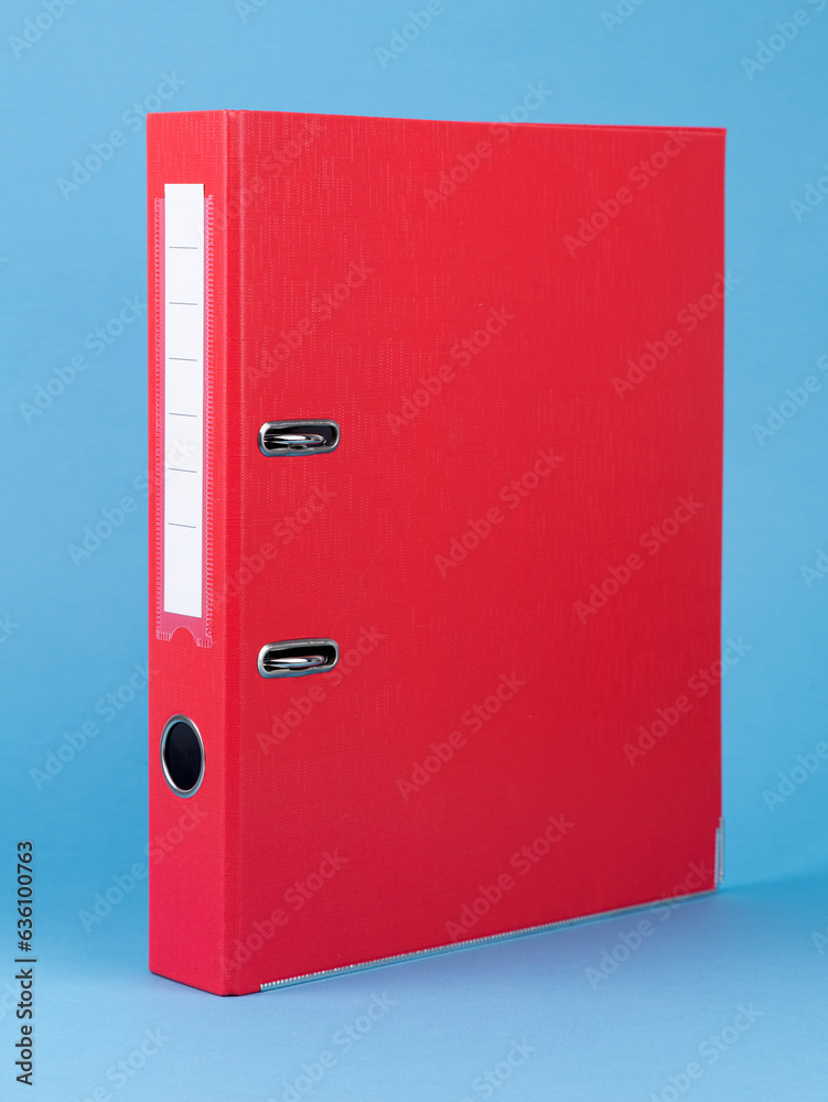 Red folder with documents and documents. maintaining contracts. isolated white copy space Red folder with documents and documents. maintaining contracts. isolated white copy space