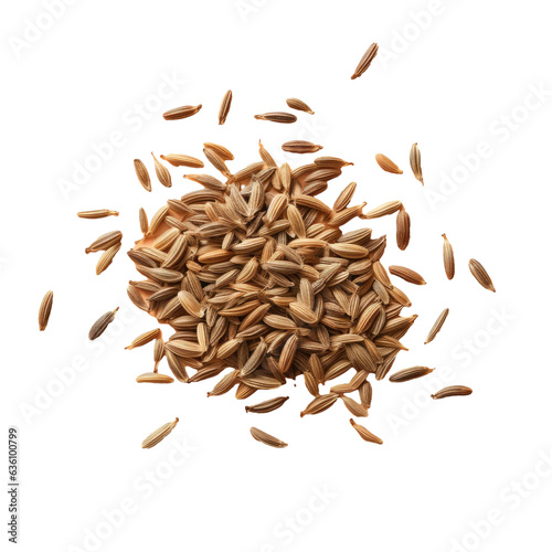 Closeup of caraway seeds on transparent background photo
