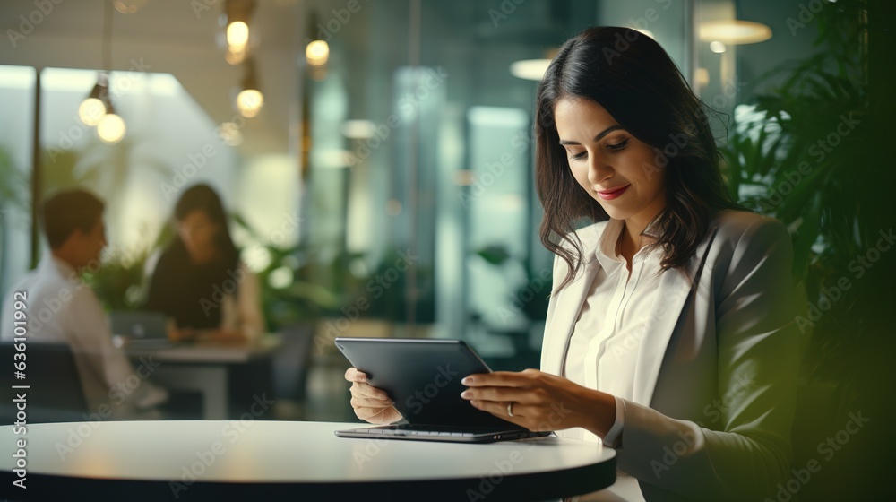 businesswoman working on tablets in the office