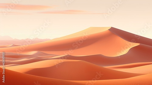 A palette of warm hues blending seamlessly in a sweeping desert landscape, dunes undulating gracefully.