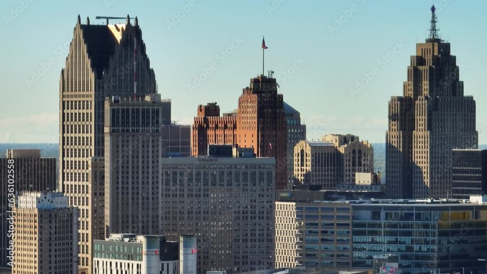 Downtown Buildings Tilt Aerial Telephoto Downtown Buildings Tilt Aerial Telephoto