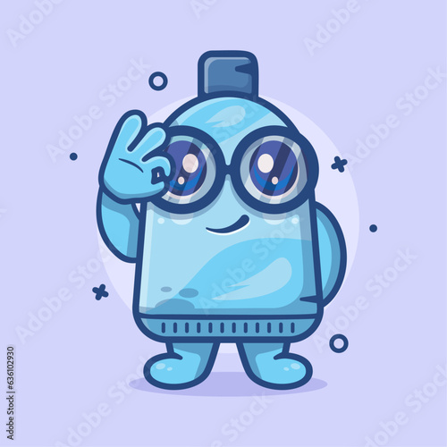 funny toothpaste tube character mascot with ok sign hand gesture isolated cartoon in flat style design