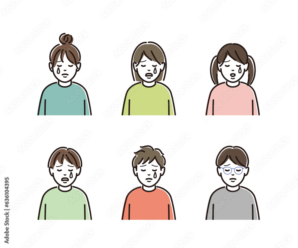 涙を流す子供のセット