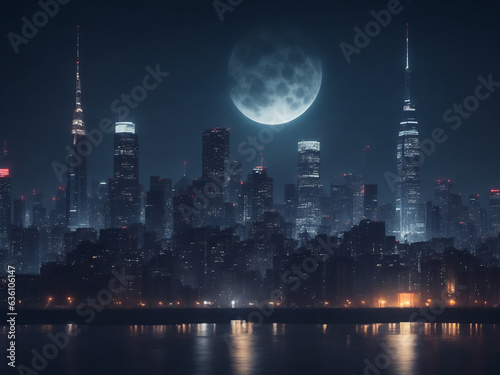 City skyline at night landscape 