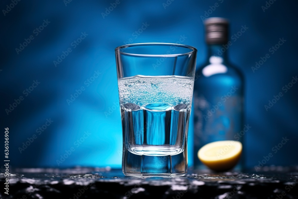 Concept of strong alcoholic drink. vodka drink. 