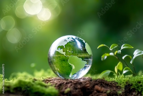 Crystal globe icon for environment social governance concept.