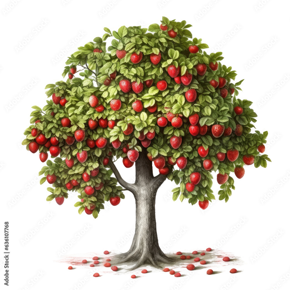Strawberry Tree , Isolated On Transparent, PNG
