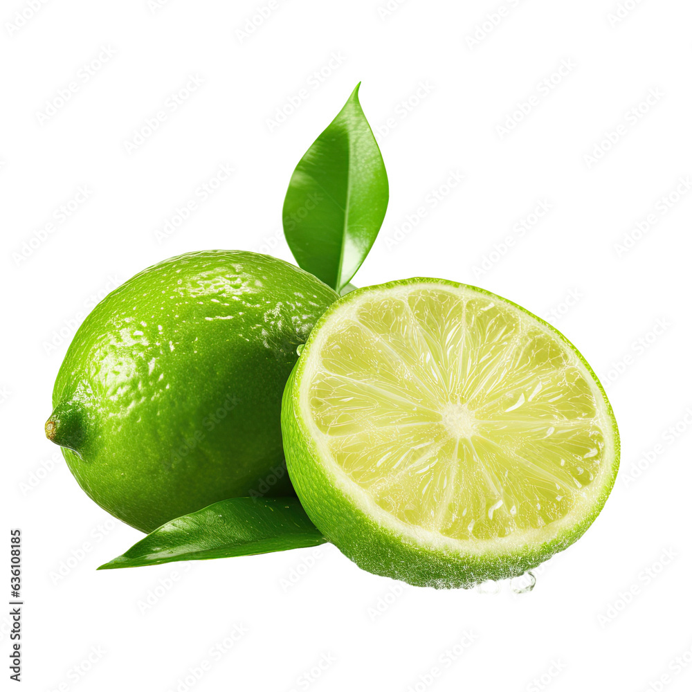 Fresh lime isolated on transparent background with clipping path
