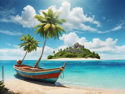 Beautiful beach background, tropical island view from beach,Generative AI