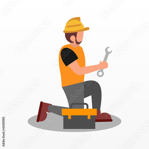 Worker character illustration background. Labour day illustration background