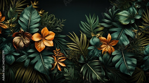 Tropical Leaves Background  Green Beauty Generative AI