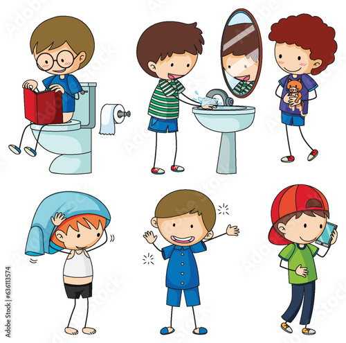 Fun Doodle Kids Doing Various Activities