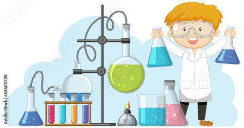 Cute Scientist Cartoon Character in Lab Gown