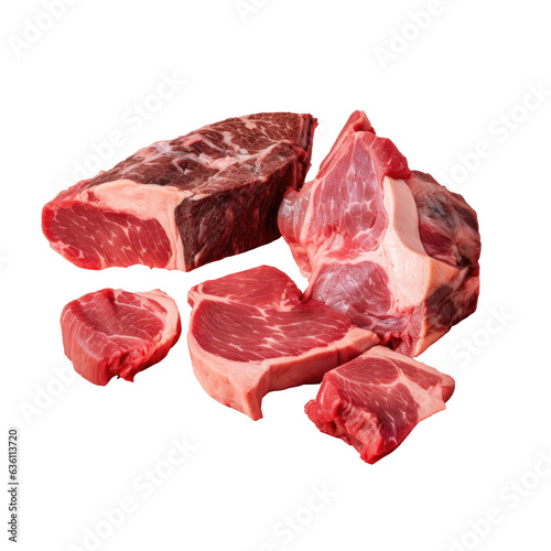 skinned and cut cow head meat portions