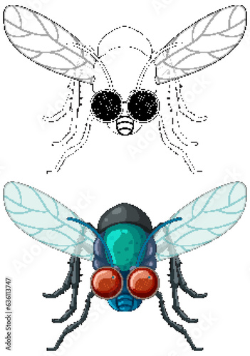 Happy fly cartoon character doodle