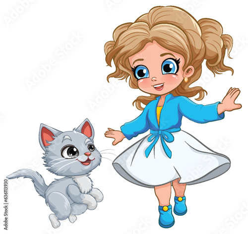 Cute girl dancing isolated
