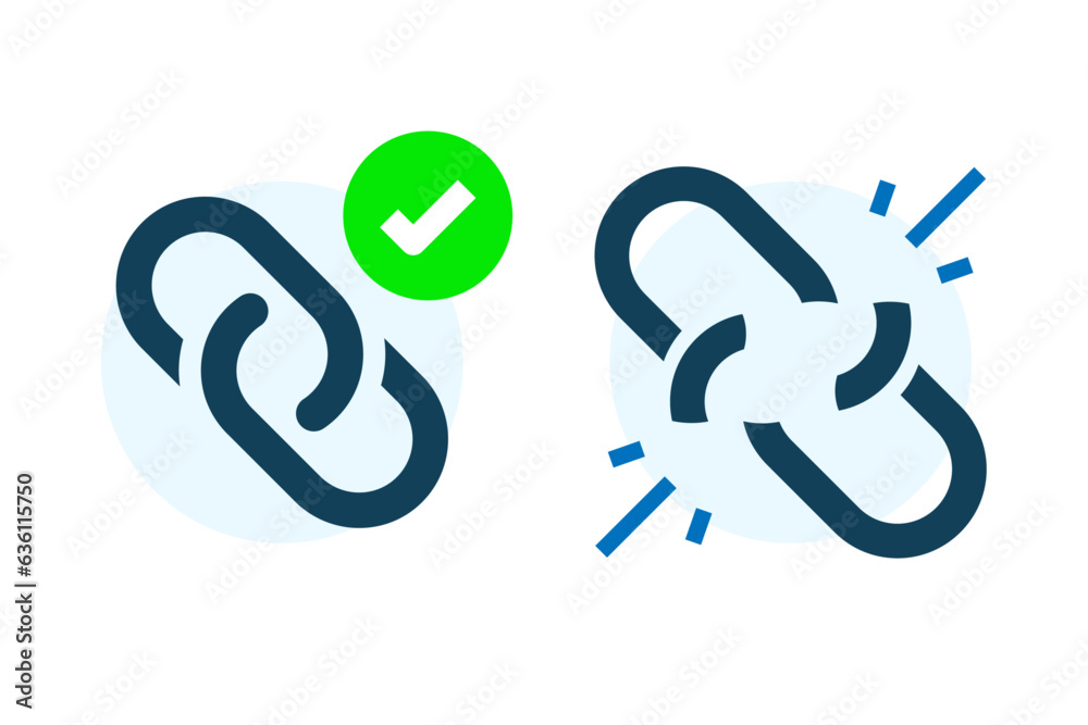 Linked and unlinked concept illustration flat design vector eps10. modern graphic element for landing page, empty state ui, infographic, icon Linked and unlinked concept illustration flat design vector eps10. modern graphic element for landing page, empty state ui, infographic, icon