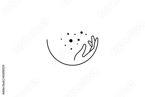 Hand logo with bubble decoration