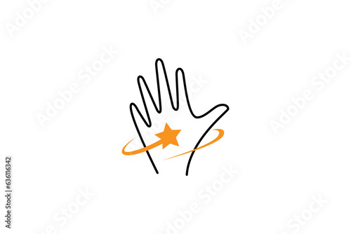 Hand logo design with star combination