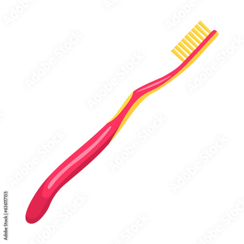 Classic toothbrush with bristles vector illustration. Equipment for cleaning teeth  toothbrush  mouthwash isolated on white background. Dental care concept