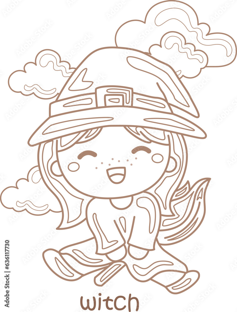 Alphabet W For Witch Vocabulary Reading School Lesson Cartoon Coloring Pages A4 for Kids and Adult Activity Alphabet W For Witch Vocabulary Reading School Lesson Cartoon Coloring Pages A4 for Kids and Adult Activity