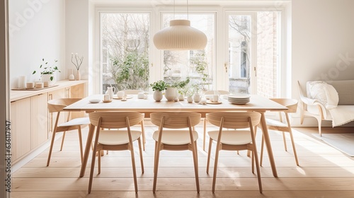 Editorial-Style Photo  High Angle Scandinavian Dining Generative AI