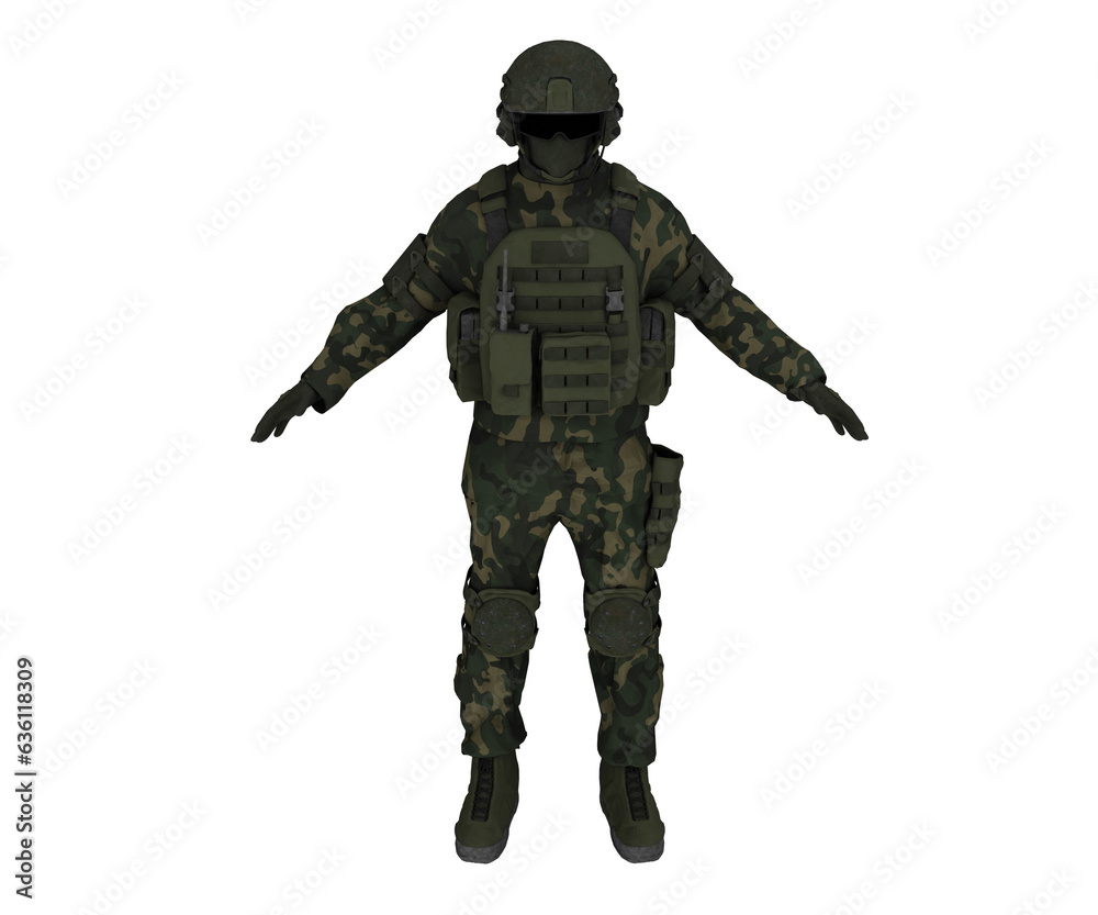 3d rendering soldier in green camouflage uniform 3d rendering soldier in green camouflage uniform